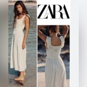 Zara White Sleeveless Midi Dress (worn once)